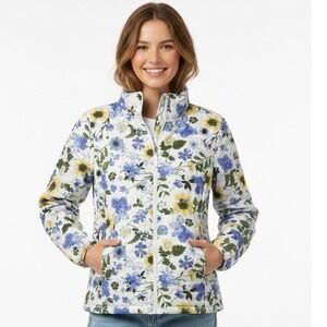 Coldwater Creek Floral Quilted Puffer Jacket Grandma Chic Coastal Cottage Core S